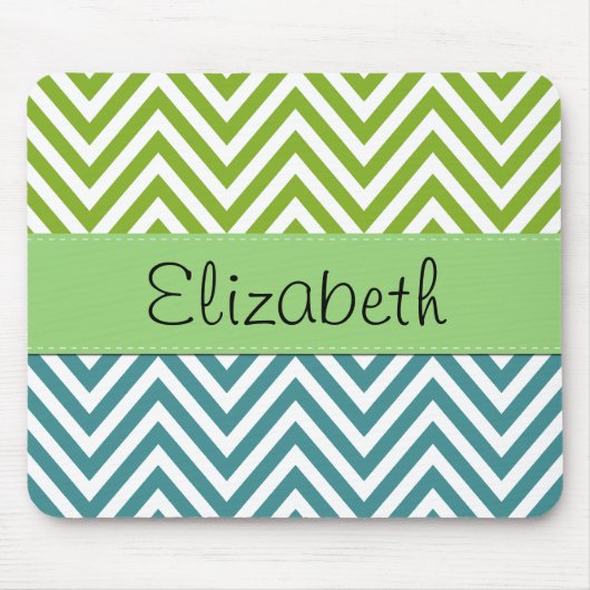 Blue Zigzag, Green Zigzag, Zickzack, Ihr Name Mousepad (Vorne)