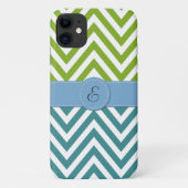 Blue Zigzag, Green Zigzag, Zickzack, Monogram Case-Mate iPhone Hülle (Rückseite)
