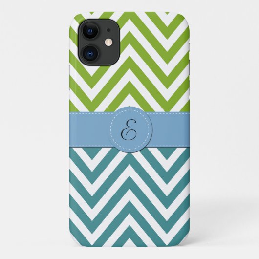 Blue Zigzag, Green Zigzag, Zickzack, Monogram Case-Mate iPhone Hülle (Rückseite)