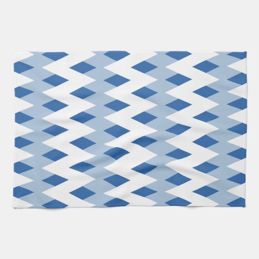 Blue Zigzag Muster mit Diamantformen. Handtuch (Horizontal)