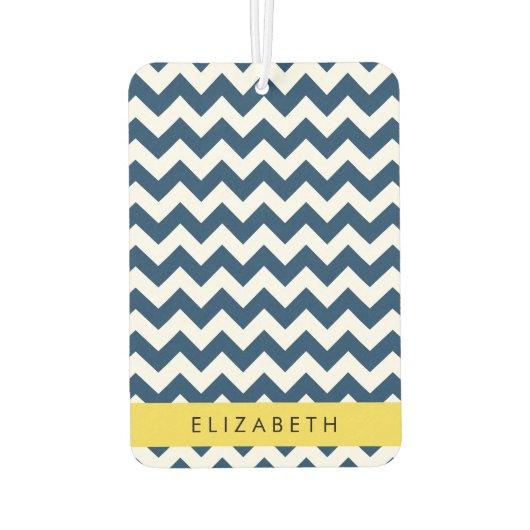 Blue Zigzag, Navy Blue Zickzack, Ihr Name Autolufterfrischer (Rückseite)