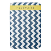 Blue Zigzag, Navy Blue Zickzack, Ihr Name Badematte (Vorderseite Vertikal)