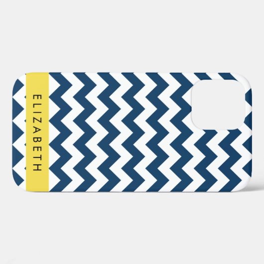 Blue Zigzag, Navy Blue Zickzack, Ihr Name Case-Mate iPhone Hülle (Rückseite (Horizontal))
