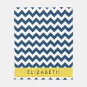 Blue Zigzag, Navy Blue Zickzack, Ihr Name Fleecedecke (Vorderseite)