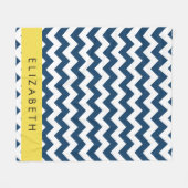 Blue Zigzag, Navy Blue Zickzack, Ihr Name Fleecedecke (Vorderseite (Horizontal))