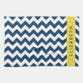 Blue Zigzag, Navy Blue Zickzack, Ihr Name Geschirrtuch (Horizontal)