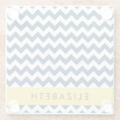 Blue Zigzag, Navy Blue Zickzack, Ihr Name Glasuntersetzer (Rückseite)