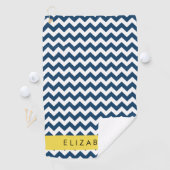 Blue Zigzag, Navy Blue Zickzack, Ihr Name Golfhandtuch (Insitu)