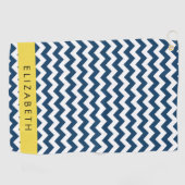 Blue Zigzag, Navy Blue Zickzack, Ihr Name Golfhandtuch (Horizontal)