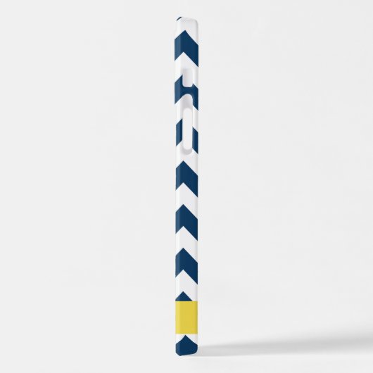 Blue Zigzag, Navy Blue Zickzack, Ihr Name iPhone Hülle (Linke Seite)