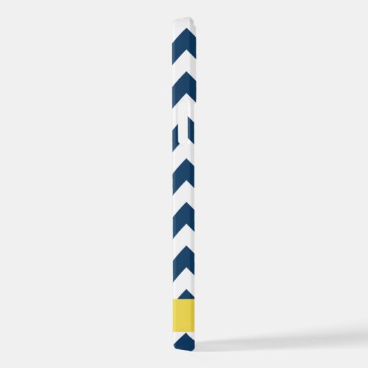 Blue Zigzag, Navy Blue Zickzack, Ihr Name iPhone Hülle (Rechte Seite)