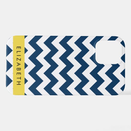 Blue Zigzag, Navy Blue Zickzack, Ihr Name iPhone Hülle (Rückseite (Horizontal))
