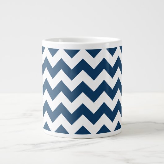 Blue Zigzag, Navy Blue Zickzack, Ihr Name Jumbo-Tasse (Vorderseite)