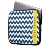 Blue Zigzag, Navy Blue Zickzack, Ihr Name Laptopschutzhülle (Vorderseite Links)