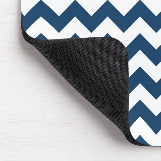 Blue Zigzag, Navy Blue Zickzack, Ihr Name Mousepad (Ecke)