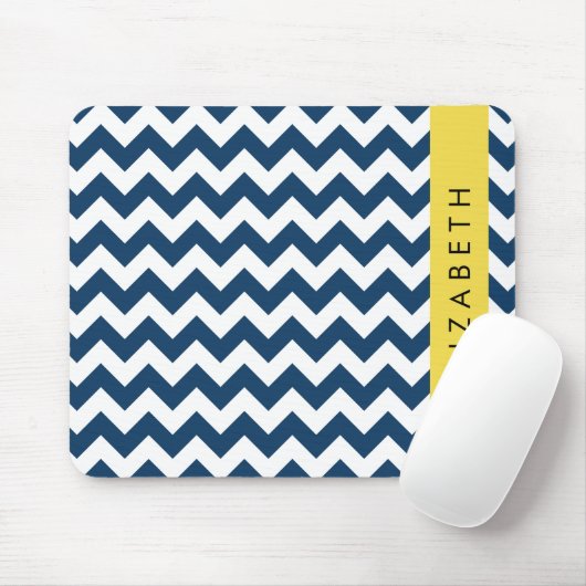 Blue Zigzag, Navy Blue Zickzack, Ihr Name Mousepad (Mit Mouse)