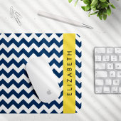 Blue Zigzag, Navy Blue Zickzack, Ihr Name Mousepad