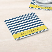 Blue Zigzag, Navy Blue Zickzack, Ihr Name Rechteckiger Pappuntersetzer (angewinkelt)