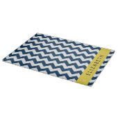 Blue Zigzag, Navy Blue Zickzack, Ihr Name Schneidebrett (Ecke)