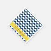 Blue Zigzag, Navy Blue Zickzack, Ihr Name Serviette (Ecke)