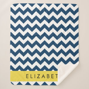 Blue Zigzag, Navy Blue Zickzack, Ihr Name Sherpadecke