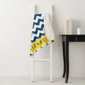 Blue Zigzag, Navy Blue Zickzack, Ihr Name Sherpadecke (Beispiel)