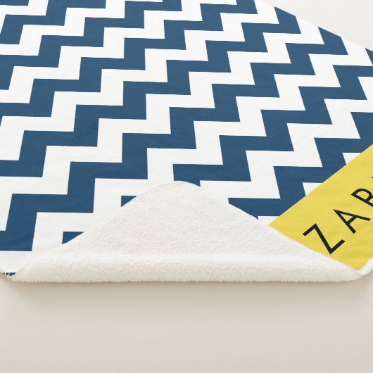 Blue Zigzag, Navy Blue Zickzack, Ihr Name Sherpadecke (3/4)