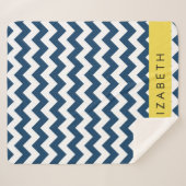 Blue Zigzag, Navy Blue Zickzack, Ihr Name Sherpadecke (Vorderseite (Horizontal))