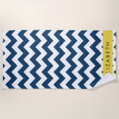 Blue Zigzag, Navy Blue Zickzack, Ihr Name Strandtuch (Vorderseite)