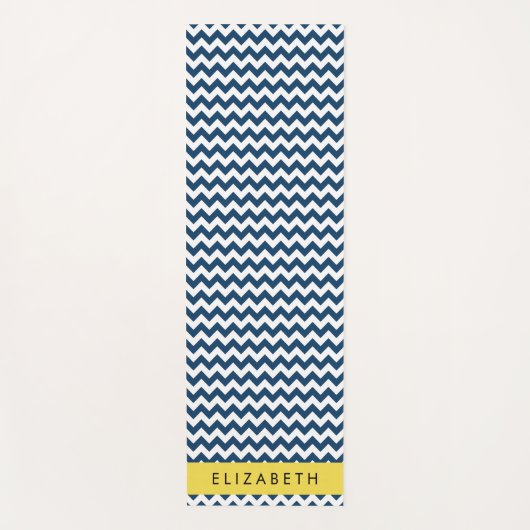 Blue Zigzag, Navy Blue Zickzack, Ihr Name Yogamatte (Vorderseite)