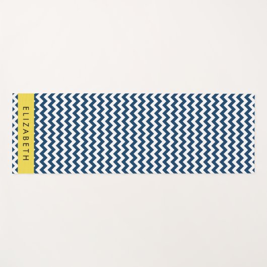 Blue Zigzag, Navy Blue Zickzack, Ihr Name Yogamatte (Vorderseite (Horizontal))