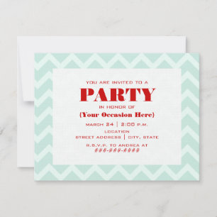 Blue Zigzag & Red Party Einladung