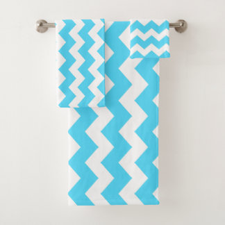 Blue Zigzag Striping Badhandtuch Set