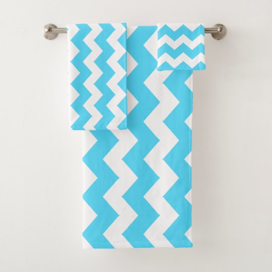 Blue Zigzag Striping Badhandtuch Set (Insitu)
