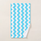 Blue Zigzag Striping Badhandtuch Set (Handtuch)