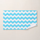 Blue Zigzag Striping Badhandtuch Set (Handtuch)
