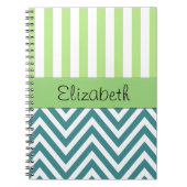 Blue Zigzag, Zickzack, grüne Streifen, Ihr Name Notizblock (Vorderseite)