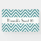 Blue Zigzag, Zickzack, Zigzag Muster, Sweet 16 Banner (Horizontal)