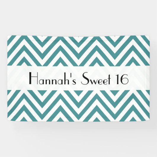 Blue Zigzag, Zickzack, Zigzag Muster, Sweet 16 Banner (Horizontal)