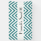 Blue Zigzag, Zickzack, Zigzag Muster, Sweet 16 Banner (Vertikal)