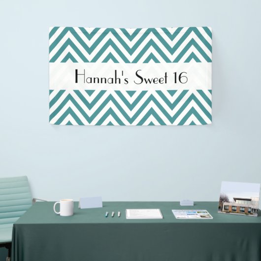 Blue Zigzag, Zickzack, Zigzag Muster, Sweet 16 Banner (Messeveranstaltung)