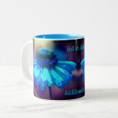 Blue Zinnia Blume Personalisiert Zweifarbige Tasse (Vorderseite Links)