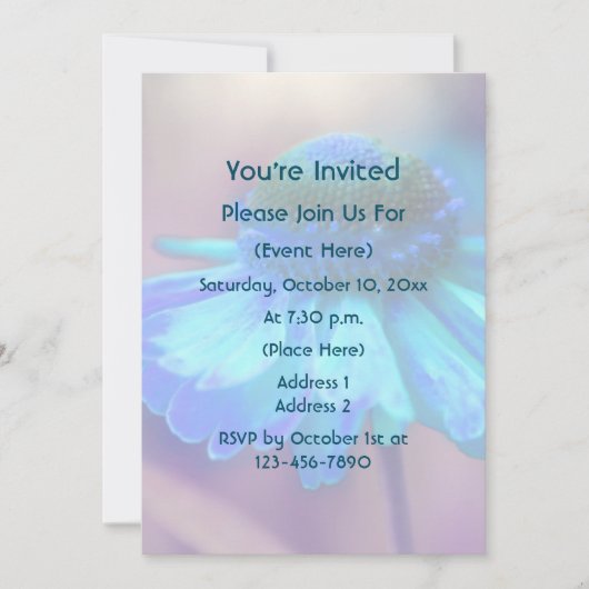 Blue Zinnia Flower Einladung (Vorderseite)