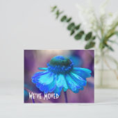 Blue Zinnia New Address Floral Postkarte (Stehend Vorderseite)