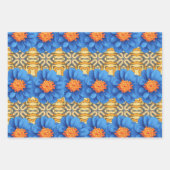 Blue Zinnia orange Centre Geschenkpapier Set (Vorderseite 3)