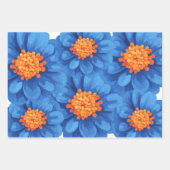 Blue Zinnia orange Centre Geschenkpapier Set (Vorderseite)