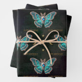Blue Zircon Dezember Birthstone Moth Birthday Geschenkpapier Set (Beispiel)
