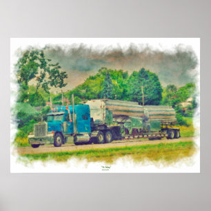 Blue Zistern LKW Highway Driving Art Poster 6