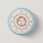 Blue Zodiac Signs Astrological Sun Button (Vorderseite)