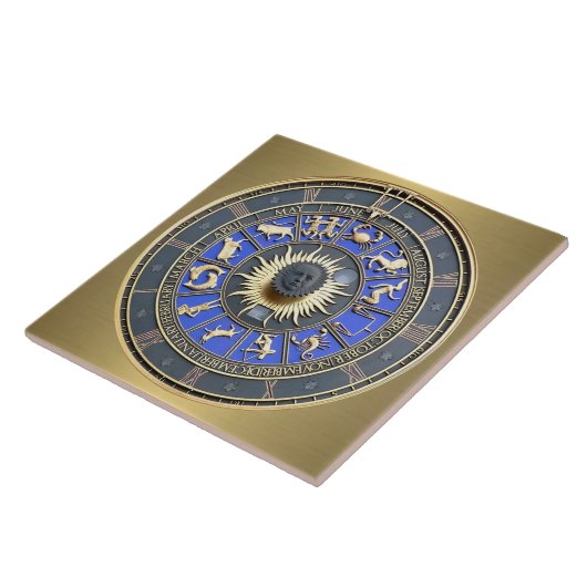 Blue Zodiac Wheel Fliese (Seite)